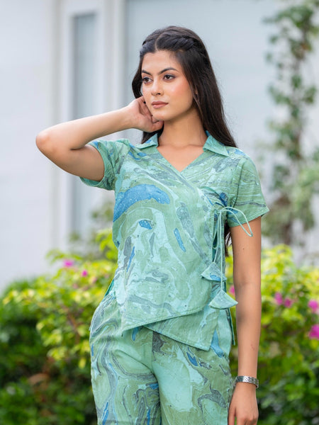 Pure Cotton Marble Print Cord-Set