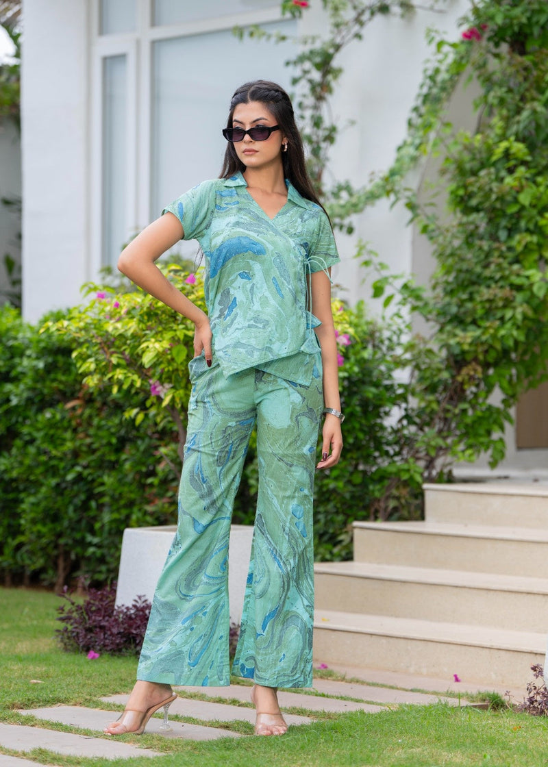 Pure Cotton Marble Print Cord-Set