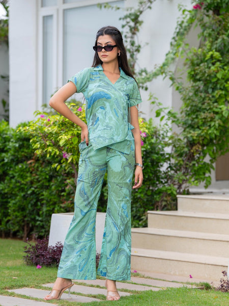 Pure Cotton Marble Print Cord-Set