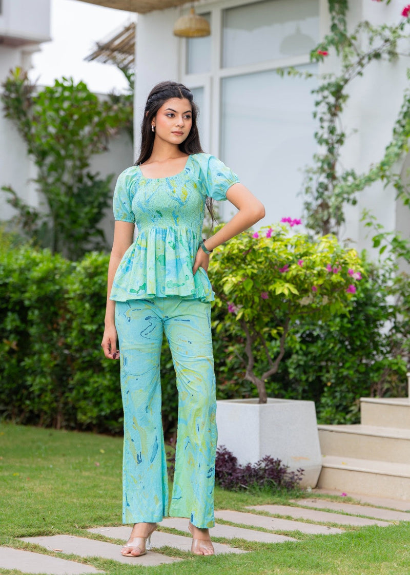 Pure Cotton Marble Print Cord-Set