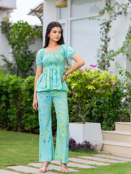 Pure Cotton Marble Print Cord-Set