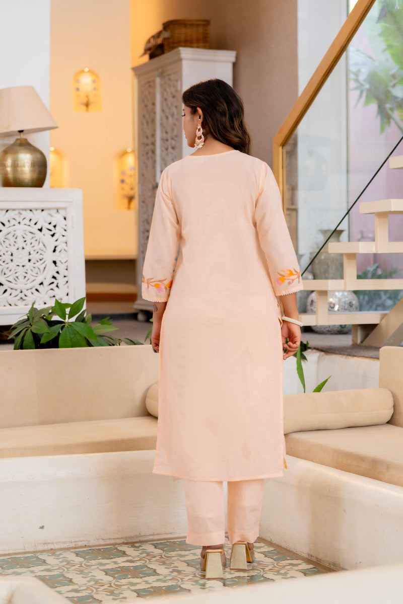 Cotton Schiffli Embroidered Anarkali Kurta Pant and Duptta