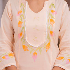 Cotton Schiffli Embroidered Anarkali Kurta Pant and Duptta