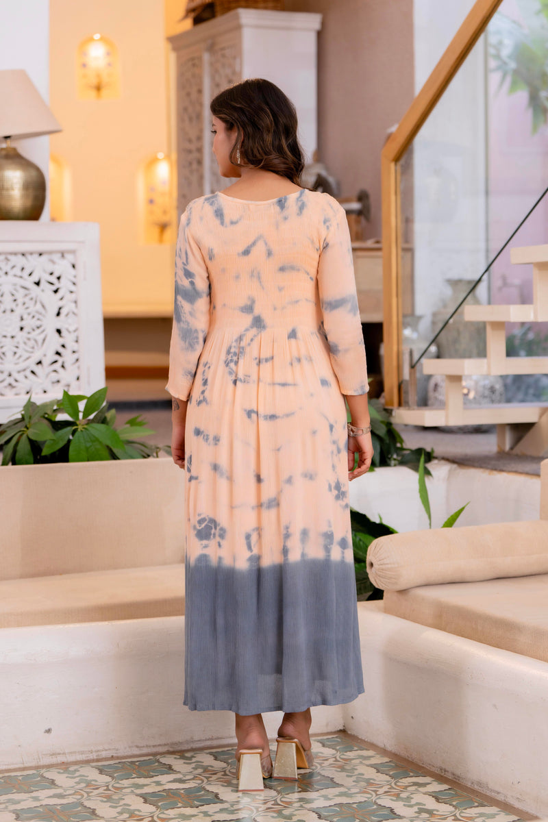 Women Tie&dye Smoking Dress