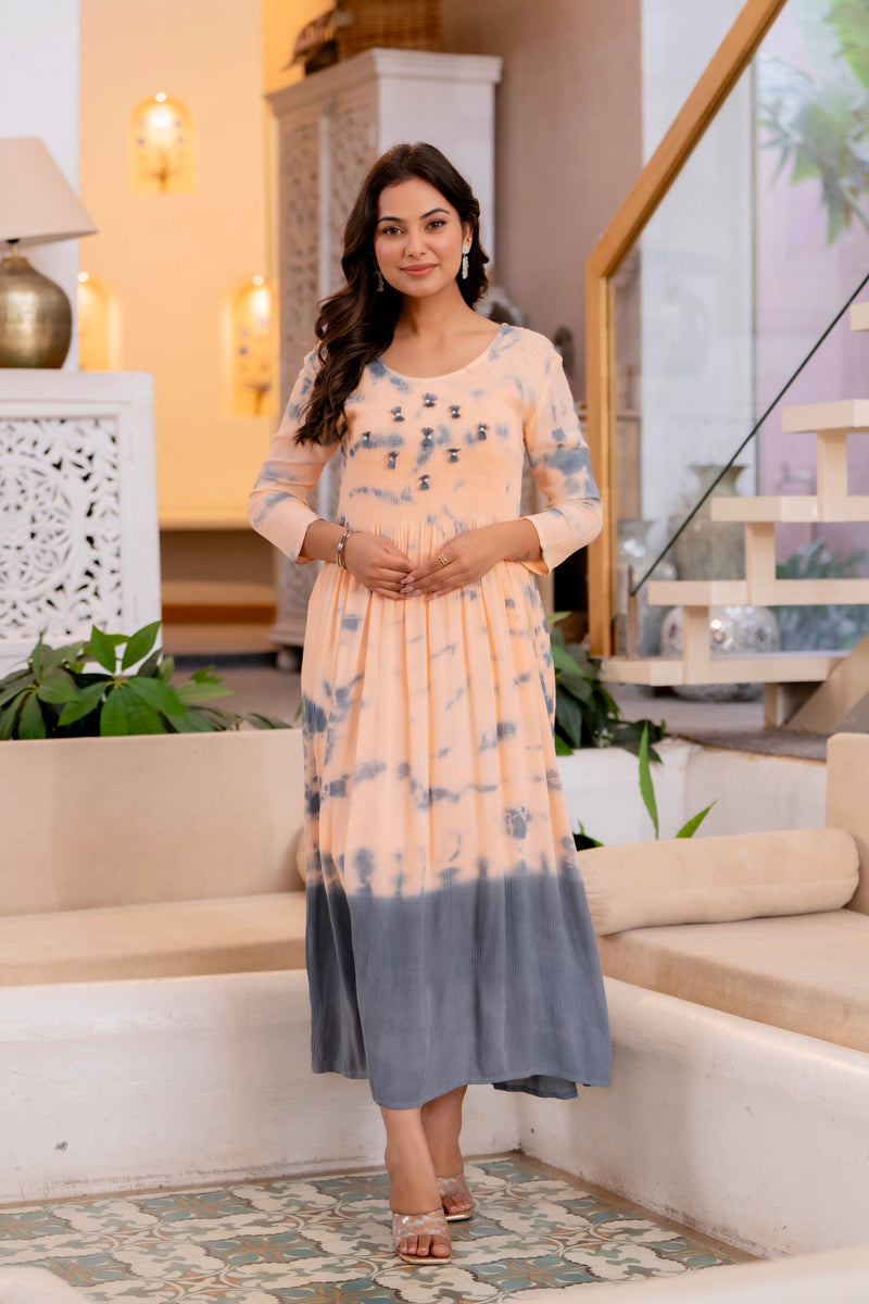 Women Tie&dye Smoking Dress