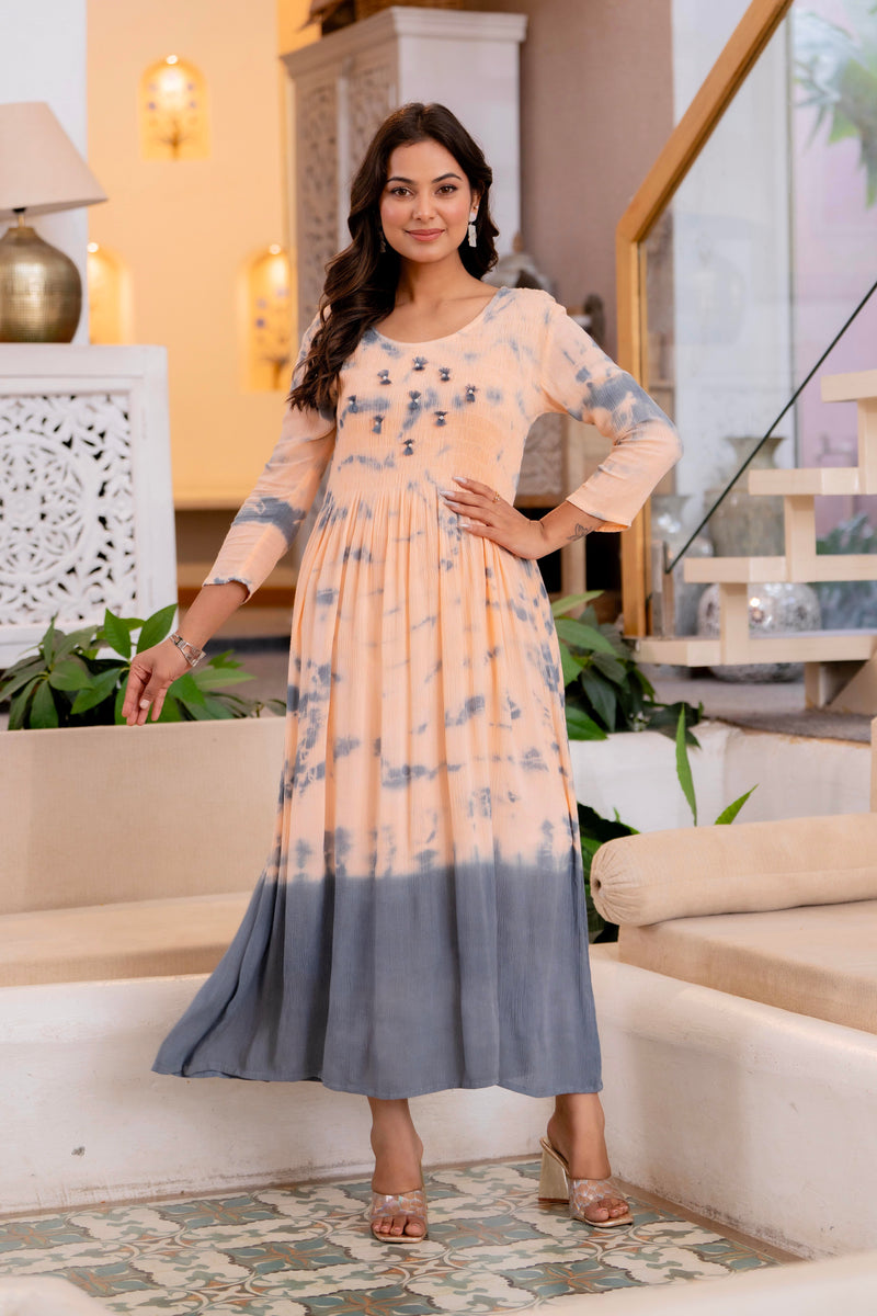 Women Tie&dye Smoking Dress