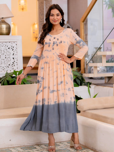 Women Tie&dye Smoking Dress