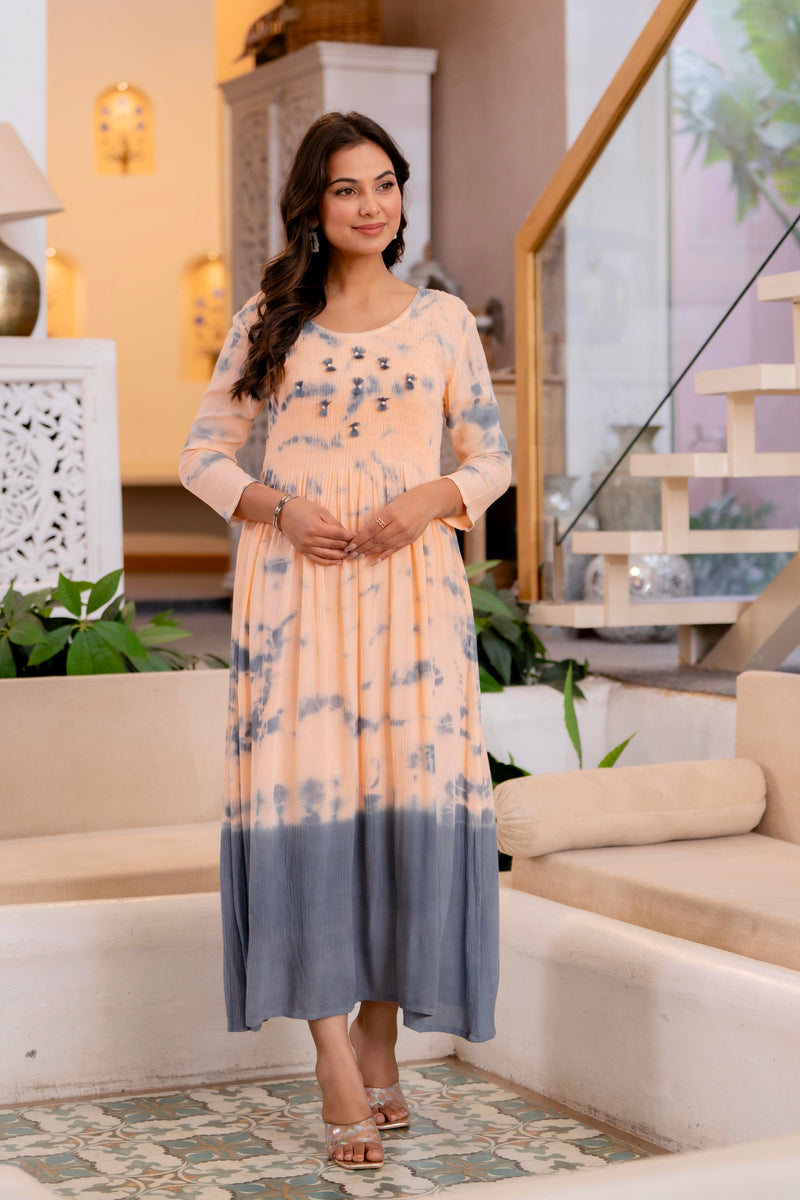 Women Tie&dye Smoking Dress