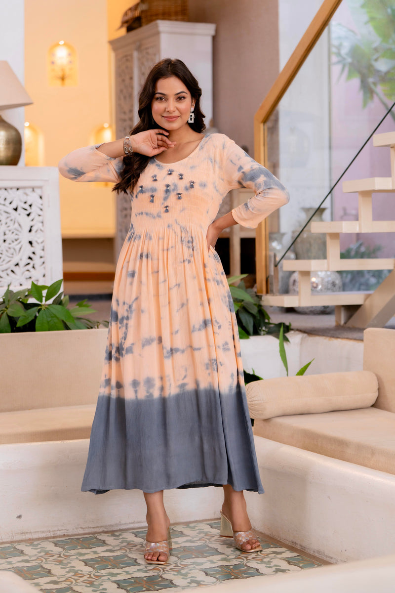 Women Tie&dye Smoking Dress