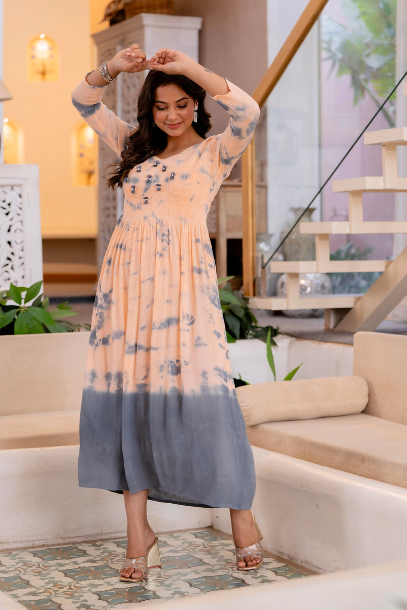 Women Tie&dye Smoking Dress