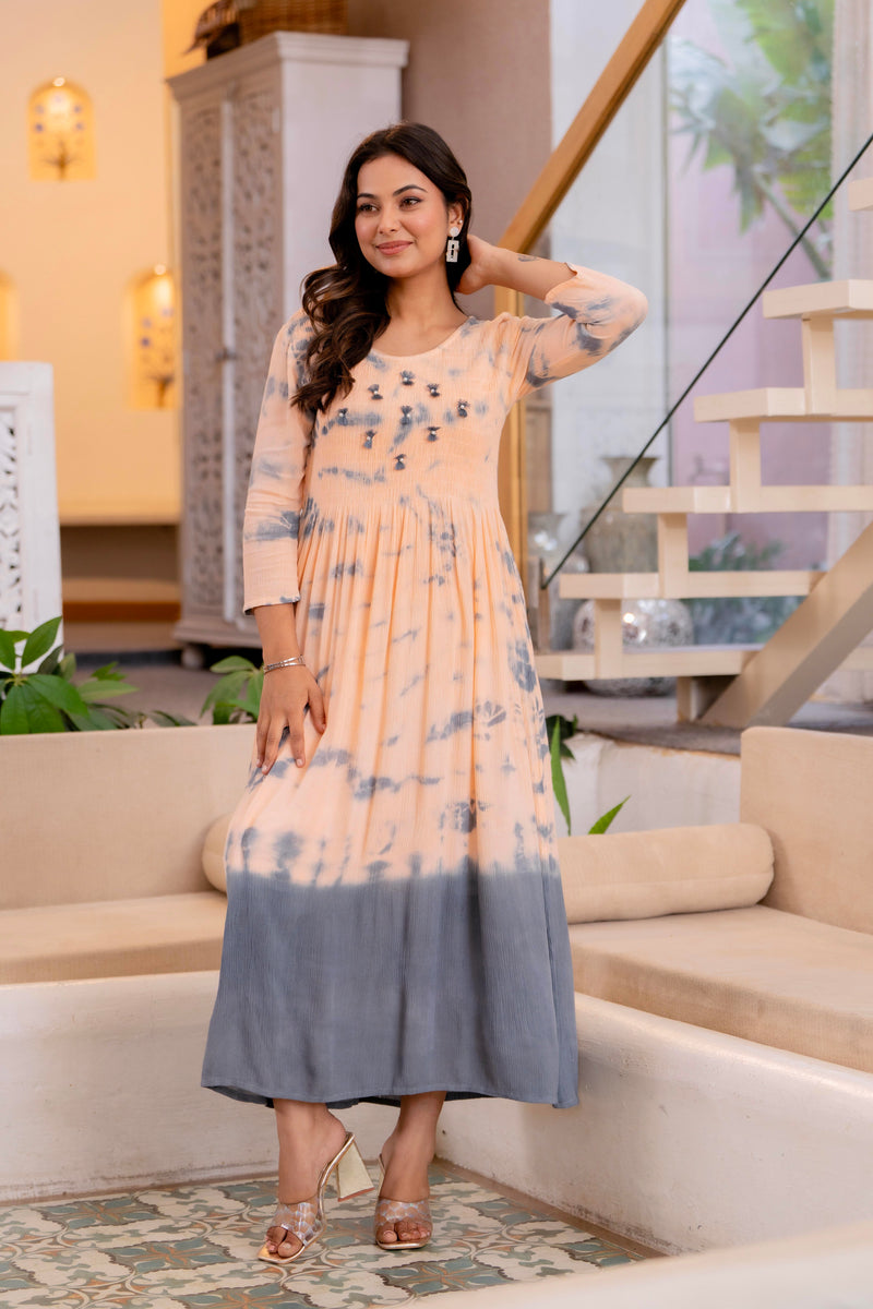 Women Tie&dye Smoking Dress