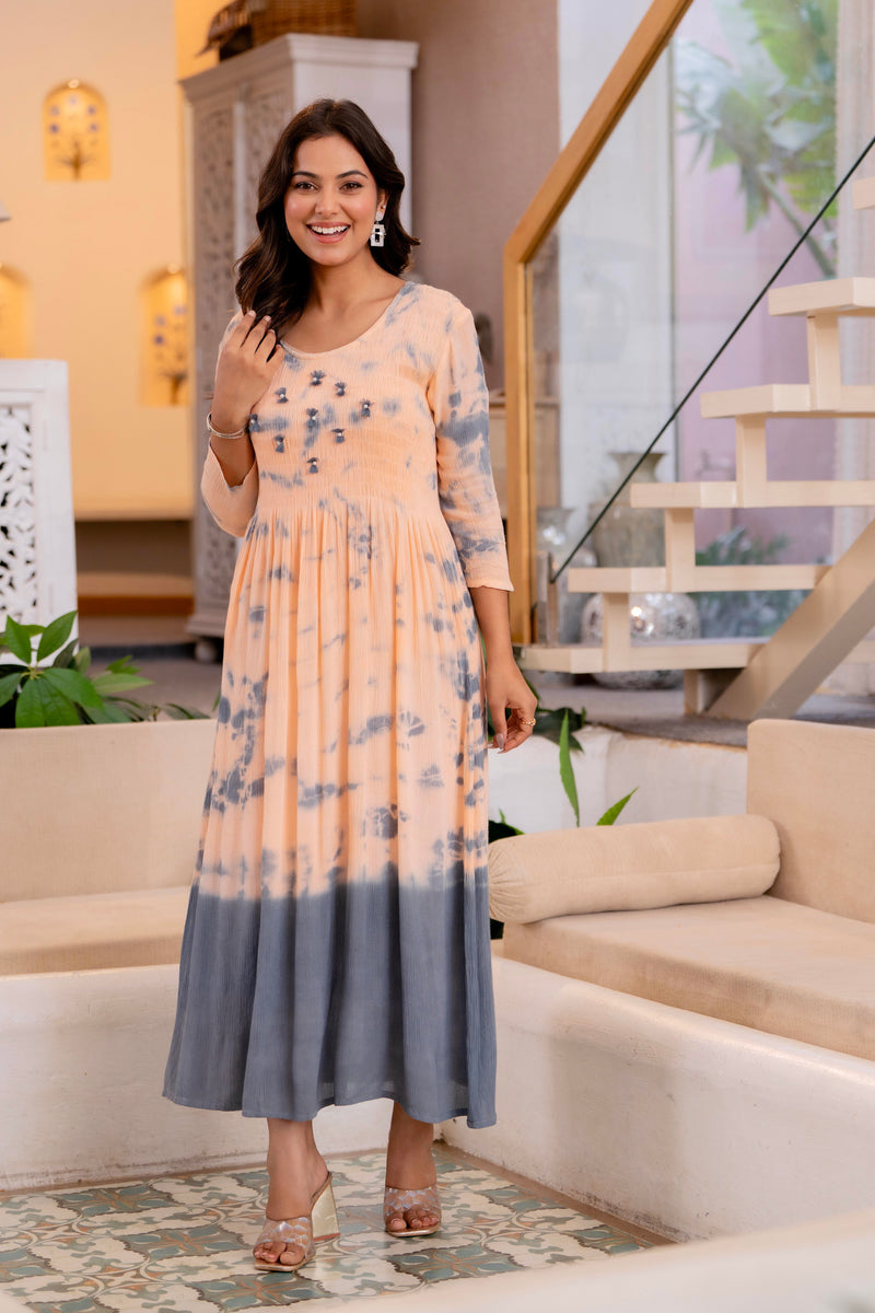 Women Tie&dye Smoking Dress