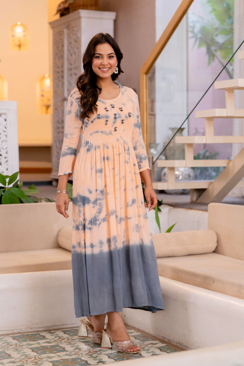 Women Tie&dye Smoking Dress