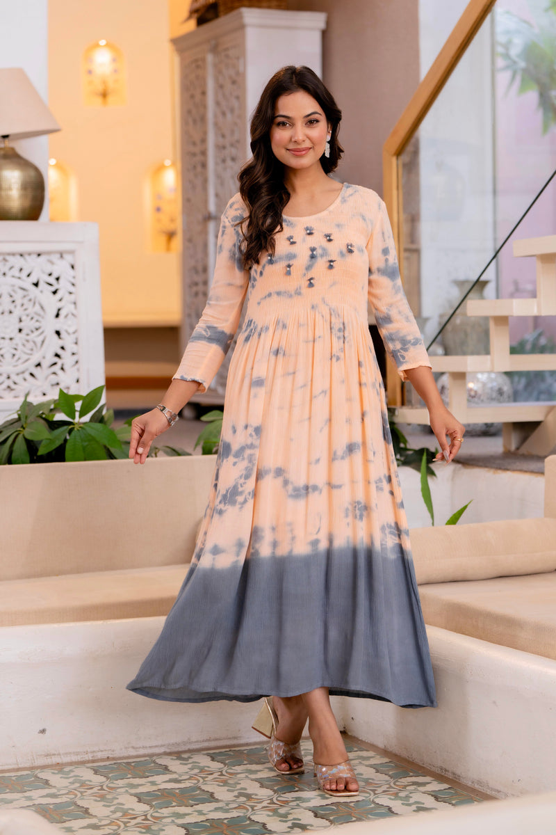 Women Tie&dye Smoking Dress