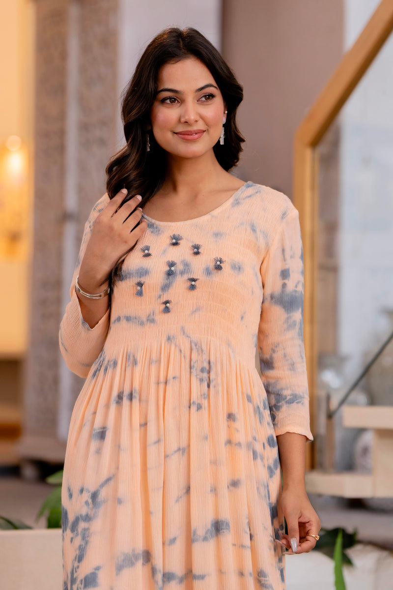 Women Tie&dye Smoking Dress