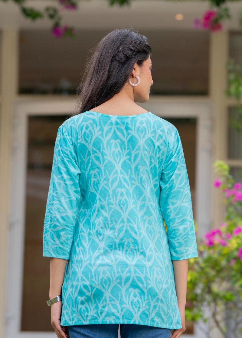 Cotton Hand Painted Straight Short Kurti