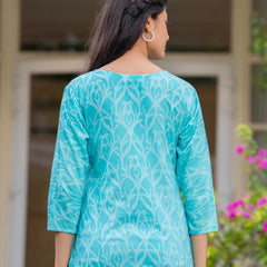 Cotton Hand Painted Straight Short Kurti