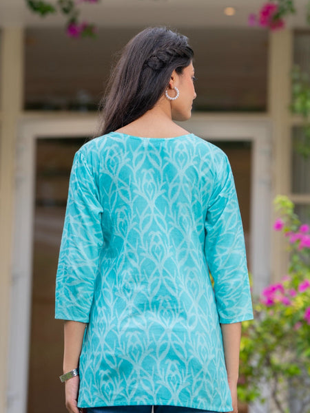 Cotton Hand Painted Straight Short Kurti