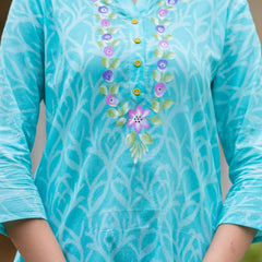 Cotton Hand Painted Straight Short Kurti
