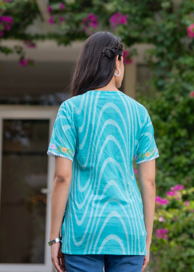 Cotton Hand Painted Straight Short Kurti