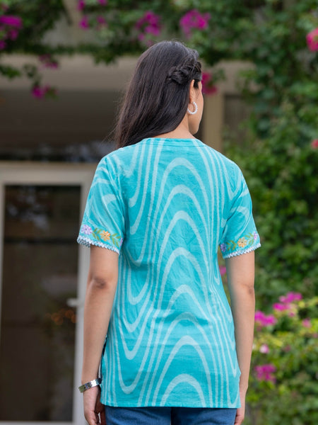 Cotton Hand Painted Straight Short Kurti