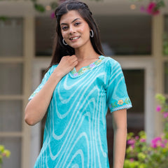 Cotton Hand Painted Straight Short Kurti