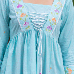 Cotton Hand Printed with Gathers Short Kurti