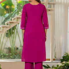 Women V-Neck Block Printing Cotton Cord-set