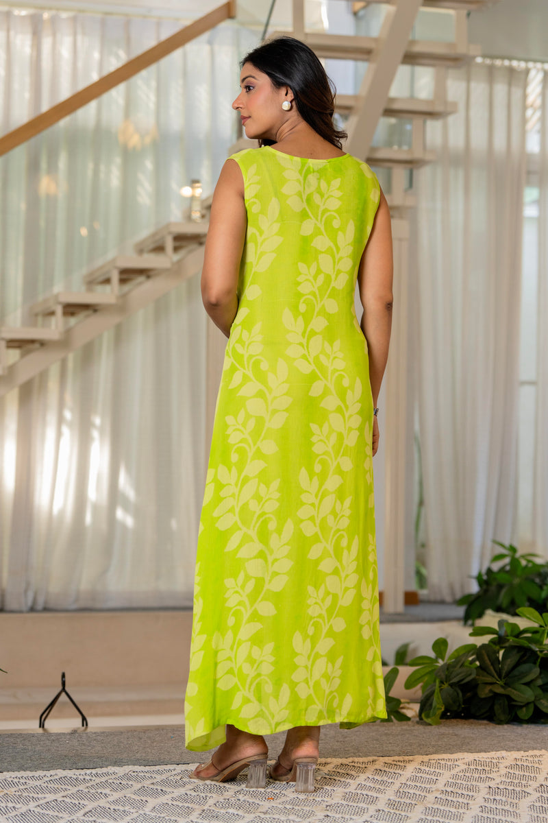 Women V Neck A-Line Spary Print Dress