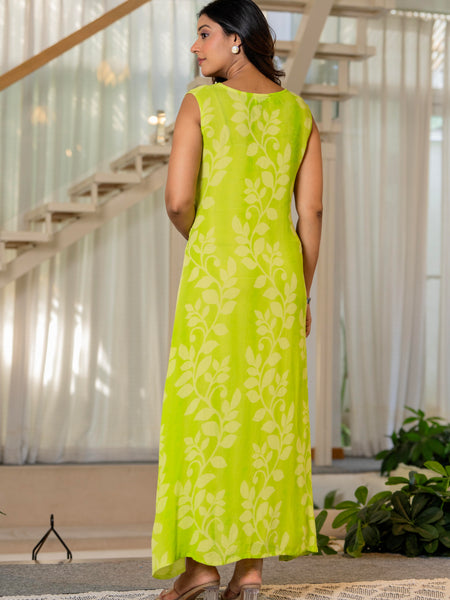 Women V Neck A-Line Spary Print Dress