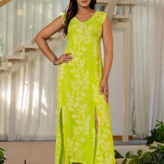 Women V Neck A-Line Spary Print Dress