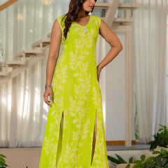 Women V Neck A-Line Spary Print Dress