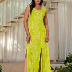 Women V Neck A-Line Spary Print Dress