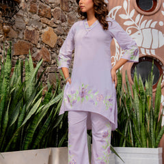 Women V-Neck Brush Paint Up and Down Cord-Set