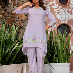 Women V-Neck Brush Paint Up and Down Cord-Set