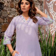 Women V-Neck Brush Paint Up and Down Cord-Set