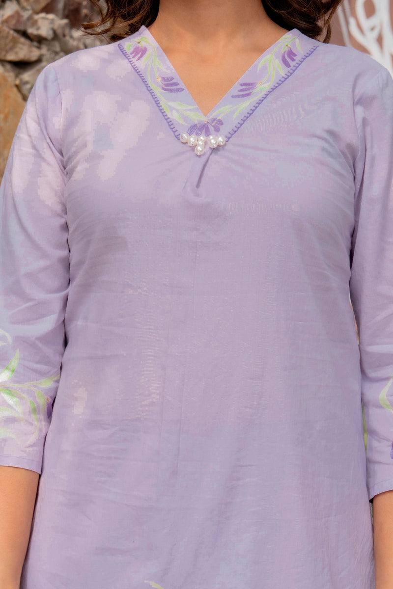 Women V-Neck Brush Paint Up and Down Cord-Set