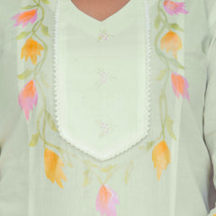 Cotton Schiffli Embroidered Anarkali Kurta Pant and Duptta