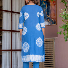 Women Blue Tie&Dye Straight shape, kurta, pant & Duptta
