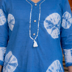 Women Blue Tie&Dye Straight shape, kurta, pant & Duptta