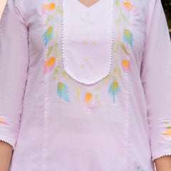 Cotton Schiffli Embroidered Anarkali Kurta Pant and Duptta