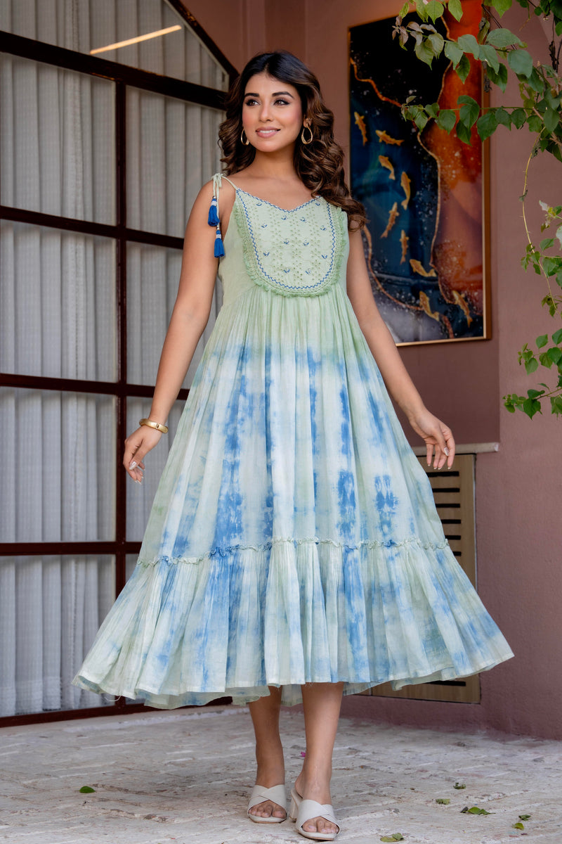 Women Casual flared tie&dye Dress