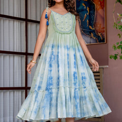 Women Casual flared tie&dye Dress