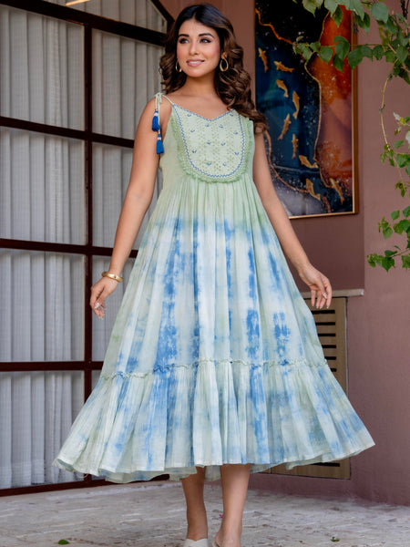 Women Casual flared tie&dye Dress