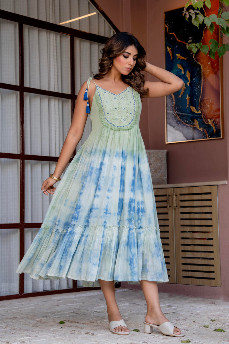 Women Casual flared tie&dye Dress
