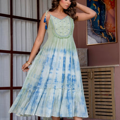 Women Casual flared tie&dye Dress