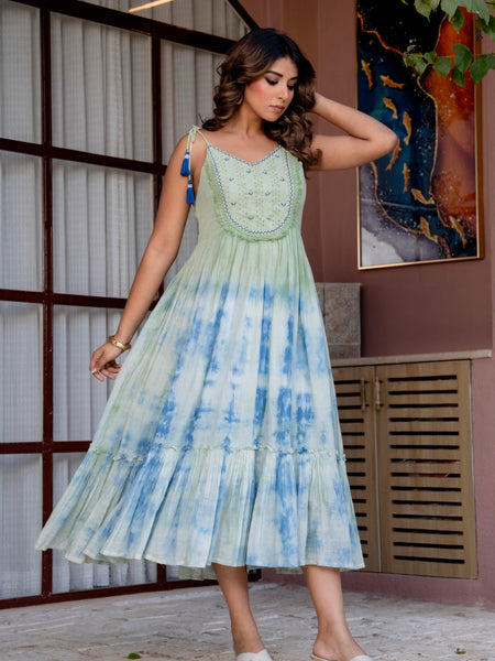 Women Casual flared tie&dye Dress