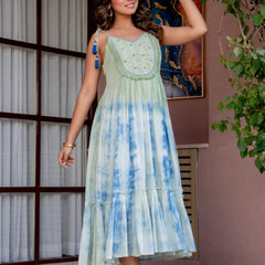 Women Casual flared tie&dye Dress
