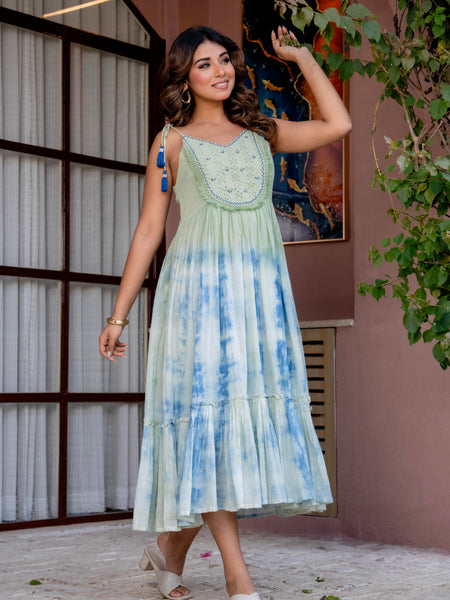 Women Casual flared tie&dye Dress