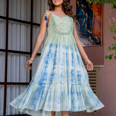 Women Casual flared tie&dye Dress